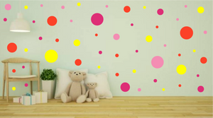 PINK YELLOW AND ORANGE WALL STICKERS