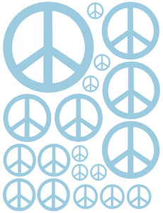 POWDER BLUE PEACE SIGN WALL DECAL