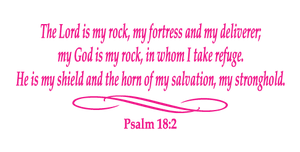 PSALM 18:2 RELIGIOUS WALL DECAL IN HOT PINK