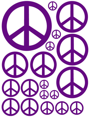 PURPLE PEACE SIGN WALL DECAL
