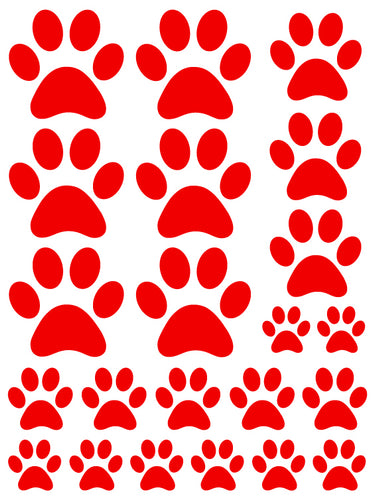 RED PAW PRINT WALL DECALS