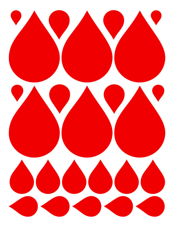 RED RAINDROP WALL DECALS