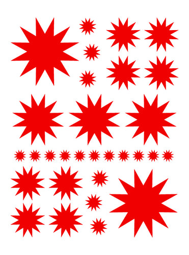 RED STARBURST WALL DECALS