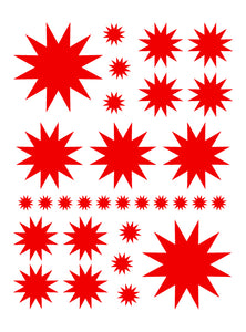 RED STARBURST WALL DECALS