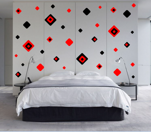 RED & BLACK SQUARE WALL STICKERS