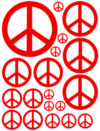 RED PEACE SIGN WALL DECAL