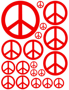 RED PEACE SIGN WALL DECAL
