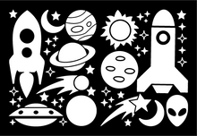 Load image into Gallery viewer, ROCKETS &amp; PLANETS WALL DECALS IN WHITE
