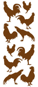 ROOSTER WALL DECALS BROWN