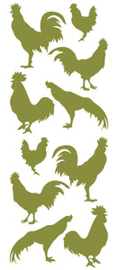 ROOSTER WALL DECALS OLIVE GREEN