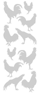 ROOSTER WALL DECALS SILVER