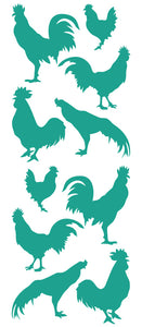 ROOSTER WALL DECALS TURQUOISE