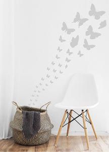 SILVER BUTTERFLY WALL STICKERS