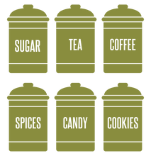 Load image into Gallery viewer, SPICE JAR WALL DECALS IN OLIVE GREEN
