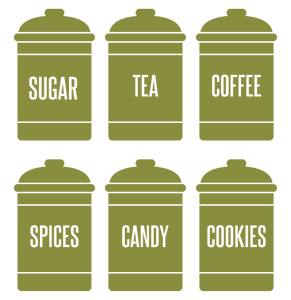 SPICE JAR WALL DECALS IN OLIVE GREEN