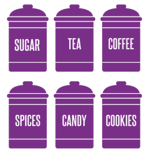 Load image into Gallery viewer, SPICE JAR WALL DECALS IN PURPLE

