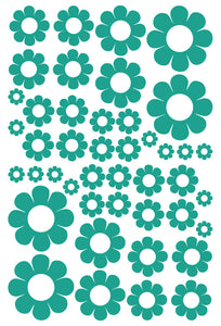 TURQUOISE DAISY WALL STICKERS