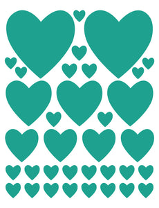 TURQUOISE HEART WALL DECALS