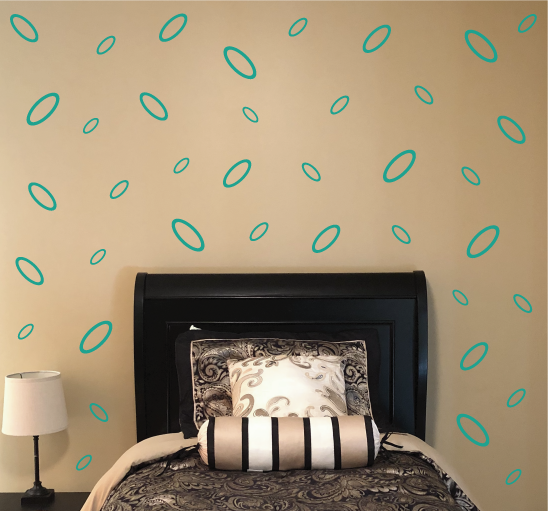 Turquoise Oval Shaped Wall Decals | Bedroom Wall Decor | WhimsiDecals