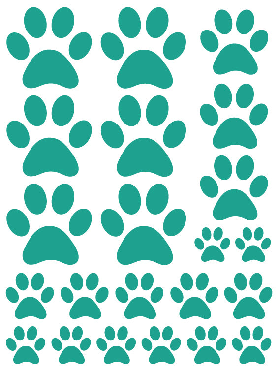 TURQUOISE PAW PRINT WALL DECALS