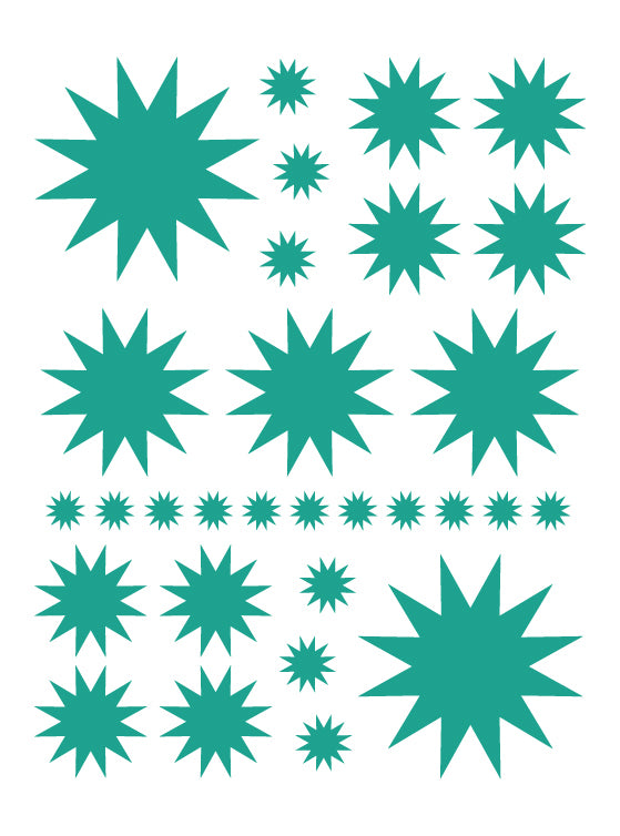 TURQUOISE STARBURST WALL DECALS