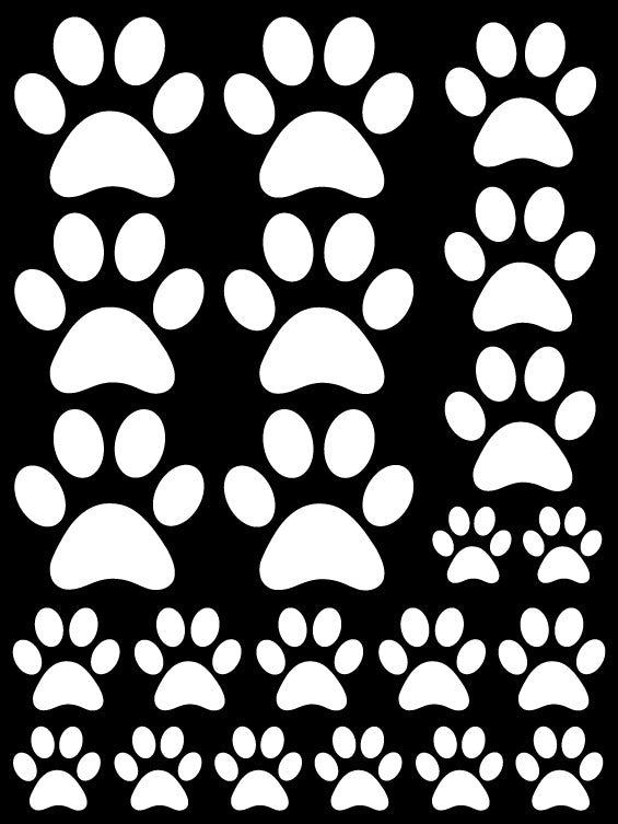 WHITE PAW PRINT WALL DECALS