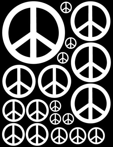 WHITE PEACE SIGN WALL DECAL