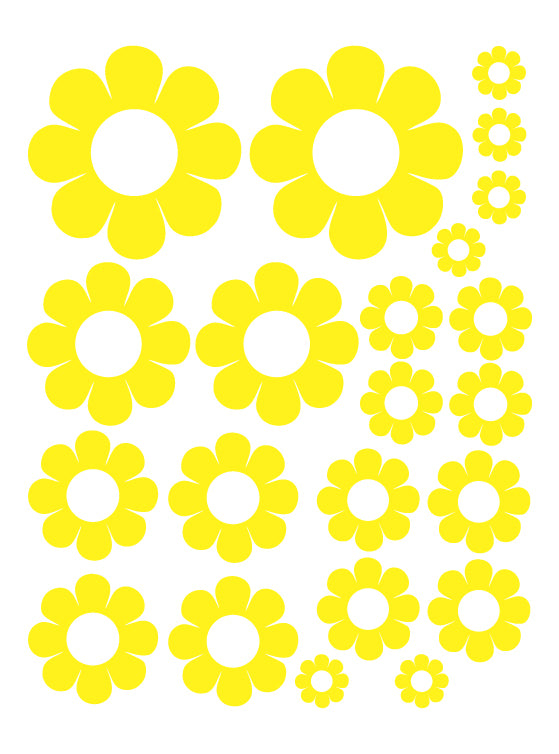 YELLOW DAISY WALL DECALS