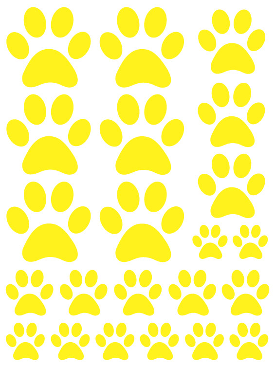 YELLOW PAW PRINT WALL DECALS