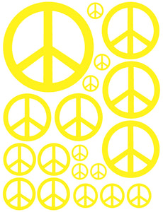 YELLOW PEACE SIGN WALL DECAL