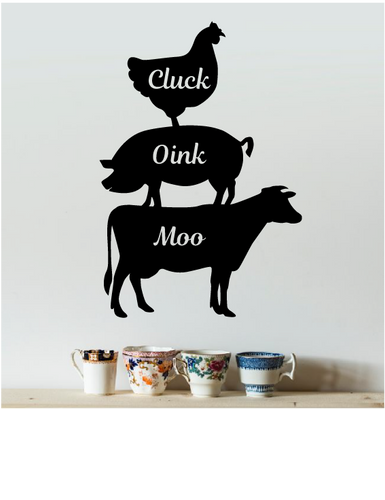 CLUCK OINK MOO COUNTRY KITCHEN WALL DECAL